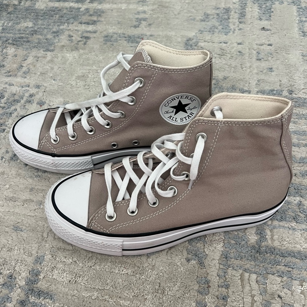 Converse High Tops in Taupe and White